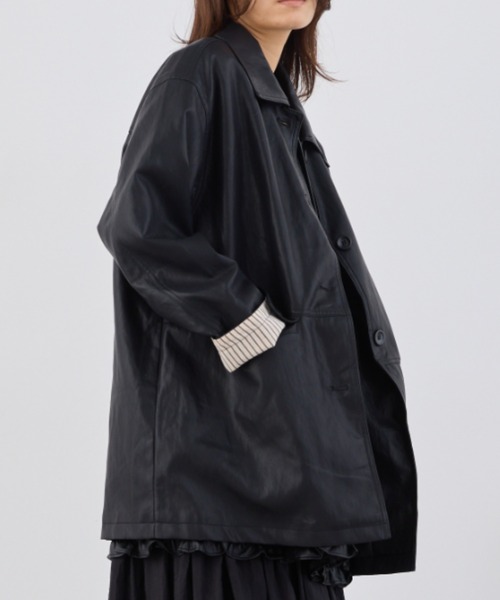 Libra Cue（リブラ キュー）の「ビッグポケットレザーブルゾン（その他アウター・レディース・ブラック・FREE）」の5枚目の写真