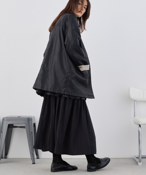 Libra Cue（リブラ キュー）の「ビッグポケットレザーブルゾン（その他アウター・レディース・ブラック・FREE）」の9枚目の写真