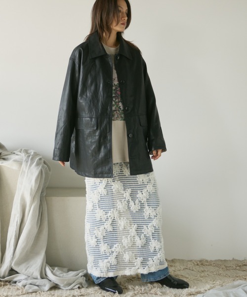 Libra Cue（リブラ キュー）の「ビッグポケットレザーブルゾン（その他アウター・レディース・ブラック・FREE）」の2枚目の写真