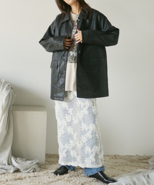 Libra Cue（リブラ キュー）の「ビッグポケットレザーブルゾン（その他アウター・レディース・ブラック・FREE）」の3枚目の写真