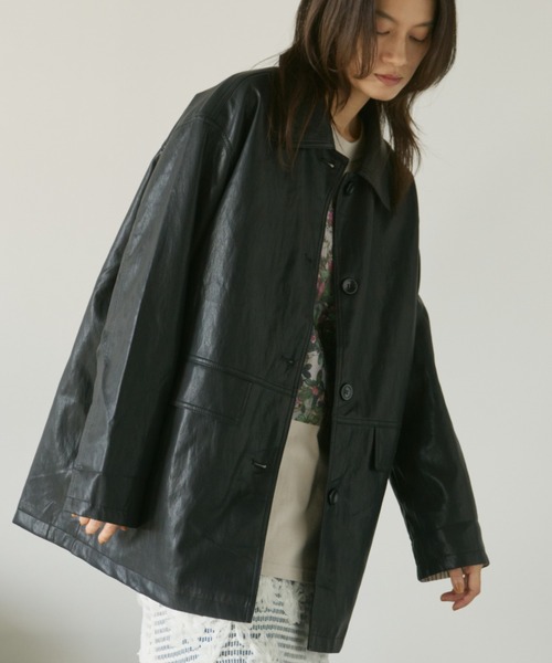 Libra Cue（リブラ キュー）の「ビッグポケットレザーブルゾン（その他アウター・レディース・ブラック・FREE）」の11枚目の写真