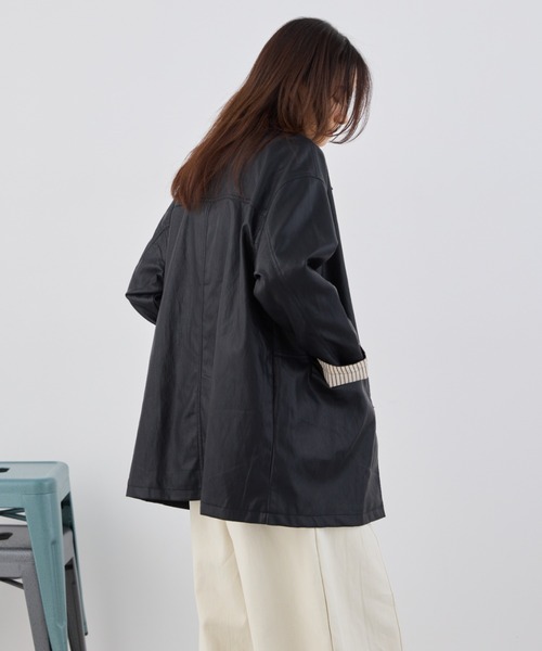 Libra Cue（リブラ キュー）の「ビッグポケットレザーブルゾン（その他アウター・レディース・ブラック・FREE）」の18枚目の写真