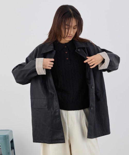 Libra Cue（リブラ キュー）の「ビッグポケットレザーブルゾン（その他アウター・レディース・ブラック・FREE）」の17枚目の写真