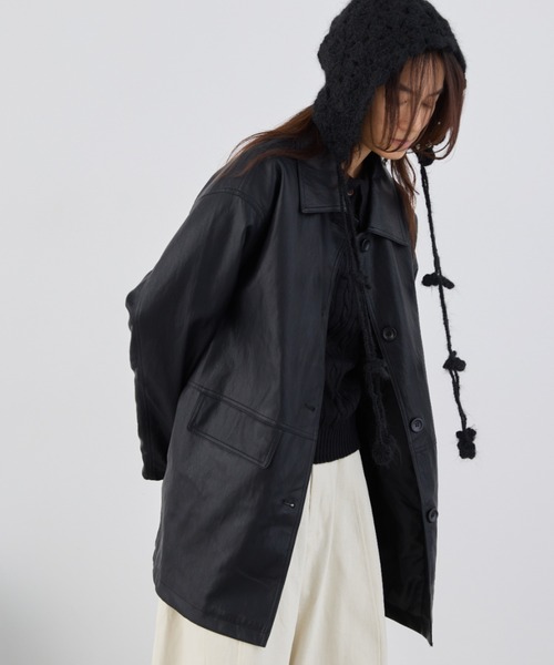 Libra Cue（リブラ キュー）の「ビッグポケットレザーブルゾン（その他アウター・レディース・ブラック・FREE）」の15枚目の写真