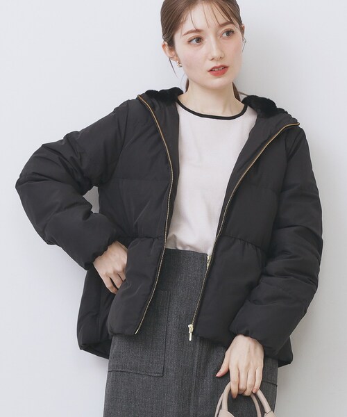 みきちゃん様　ダウン　ブラック KAWADAダウンペプラムショートコート【撥水/洗濯機OK/静電気防止裏地