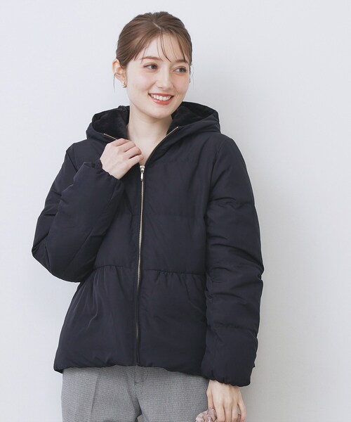 KAWADAダウンペプラムショートコート【撥水/洗濯機OK/静電気防止裏地