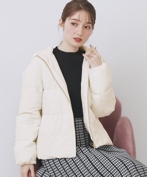 KAWADAダウンペプラムショートコート【撥水/洗える/静電気防止裏地