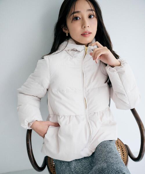 KAWADAダウンペプラムショートコート【撥水/洗濯機OK/静電気防止裏地