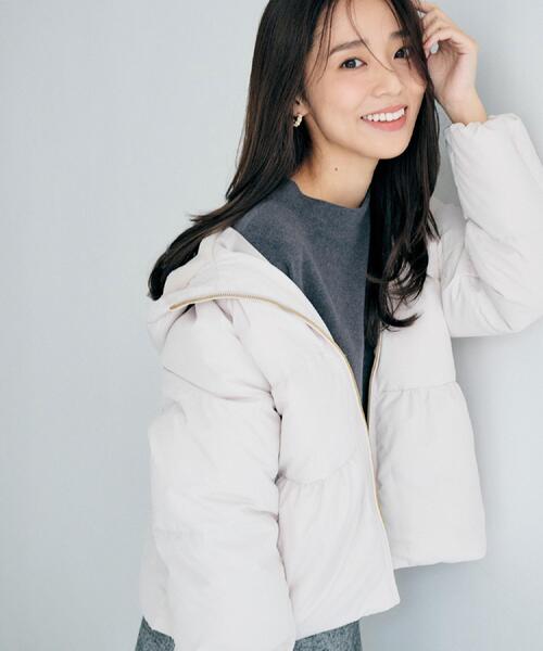 KAWADAダウンペプラムショートコート【撥水/洗濯機OK/静電気防止裏地