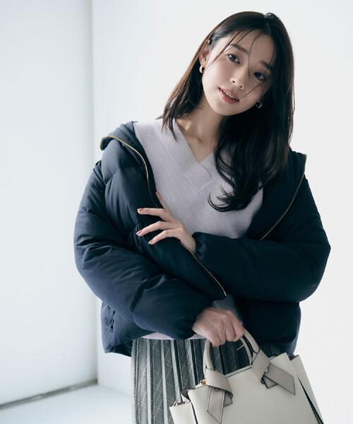 index(インデックス)の「KAWADAダウンペプラムショートコート【撥水/洗濯機OK/静電気防止裏地】(ダウンジャケット/コート・レディース・ナチュラル/アイボリー/ブラック系7/ネイビー・36/38/40/42)」の11枚目の写真