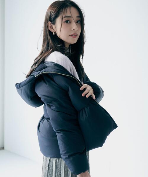 index(インデックス)の「KAWADAダウンペプラムショートコート【撥水/洗濯機OK/静電気防止裏地】(ダウンジャケット/コート・レディース・ナチュラル/アイボリー/ブラック系7/ネイビー・36/38/40/42)」の14枚目の写真