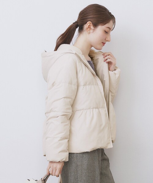 index(インデックス)の「KAWADAダウンペプラムショートコート【撥水/洗濯機OK/静電気防止裏地】(ダウンジャケット/コート・レディース・ナチュラル/アイボリー/ブラック系7/ネイビー・36/38/40/42)」の22枚目の写真