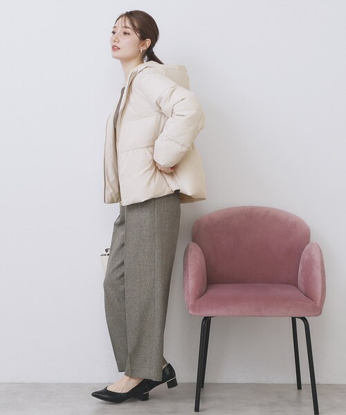 セール】KAWADAダウンペプラムショートコート【撥水/洗濯機OK/静電気