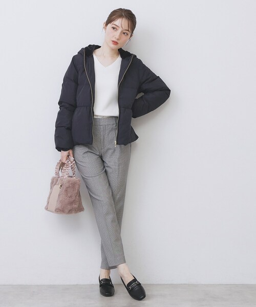 KAWADAダウンペプラムショートコート【撥水/洗濯機OK/静電気防止裏地