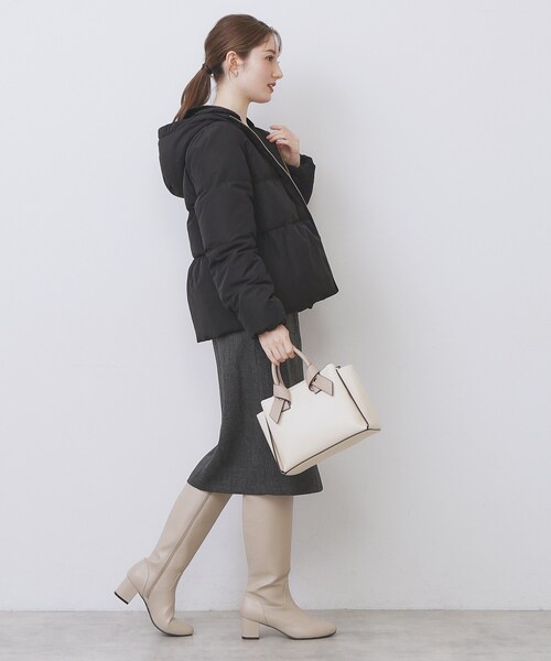 KAWADAダウンペプラムショートコート【撥水/洗濯機OK/静電気防止裏地