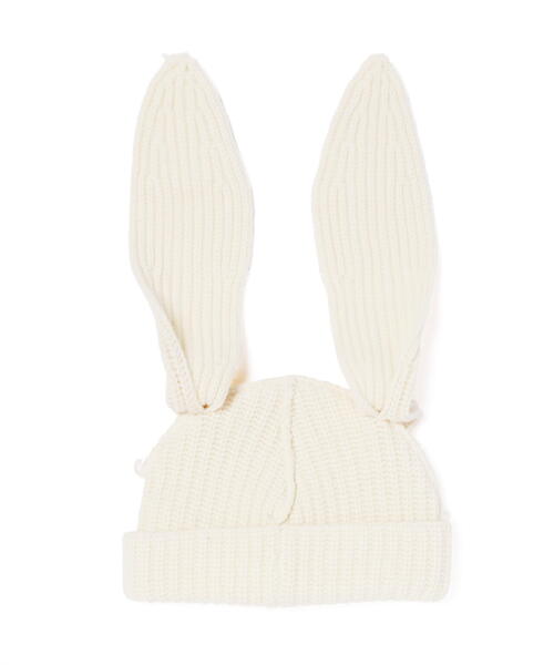 Charles Jeffrey Loverboy（チャールズジェフリーラバーボーイ）の「Charles Jeffrey LOVERBOY/チャールズジェフリーラバーボーイ/CHUNKY RABBIT BEANIE（ニットキャップ/ビーニー・メンズ・ブラック/ホワイト系2・F）」の17枚目の写真