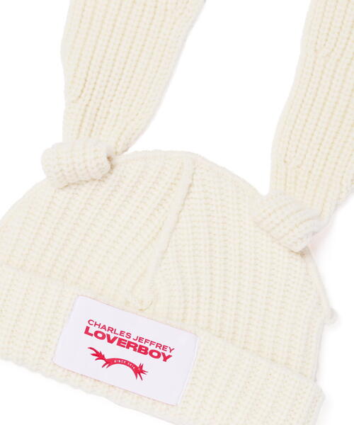 Charles Jeffrey Loverboy（チャールズジェフリーラバーボーイ）の「Charles Jeffrey LOVERBOY/チャールズジェフリーラバーボーイ/CHUNKY RABBIT BEANIE（ニットキャップ/ビーニー・メンズ・ブラック/ホワイト系2・F）」の15枚目の写真