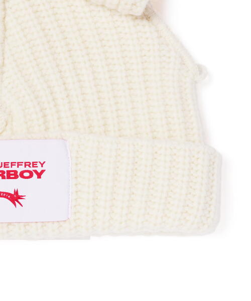 Charles Jeffrey Loverboy（チャールズジェフリーラバーボーイ）の「Charles Jeffrey LOVERBOY/チャールズジェフリーラバーボーイ/CHUNKY RABBIT BEANIE（ニットキャップ/ビーニー・メンズ・ブラック/ホワイト系2・F）」の13枚目の写真