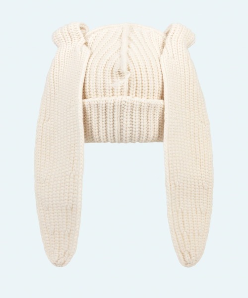 Charles Jeffrey Loverboy（チャールズジェフリーラバーボーイ）の「Charles Jeffrey LOVERBOY/チャールズジェフリーラバーボーイ/CHUNKY RABBIT BEANIE（ニットキャップ/ビーニー・メンズ・ブラック/ホワイト系2・F）」の3枚目の写真