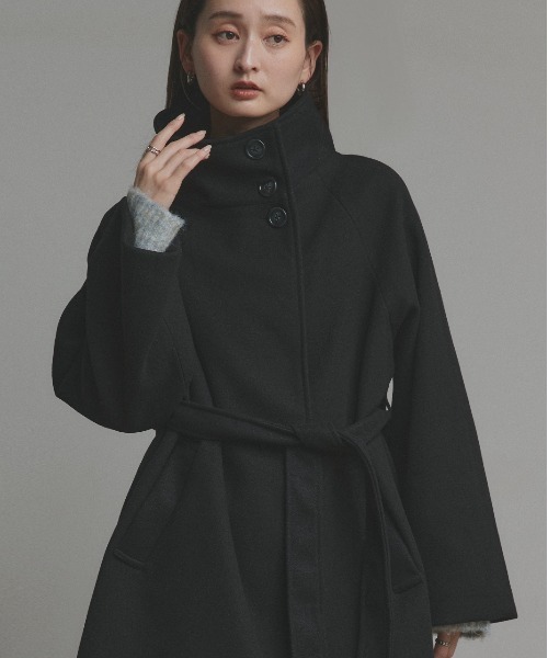 スタンドカラー ミドルコート