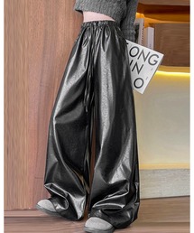 CHEER（チアー）の「フェイクレザーウエストゴムワイドパンツ（その他パンツ）」