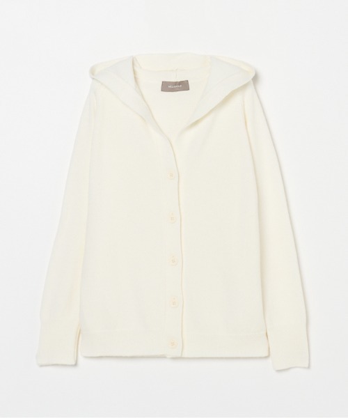 HELIOPOLE（エリオポール）の「KNIT HOODIE CARDIGAN（ニット/セーター・レディース・ダークブラウン/アイボリー/グレー・38）」の2枚目の写真