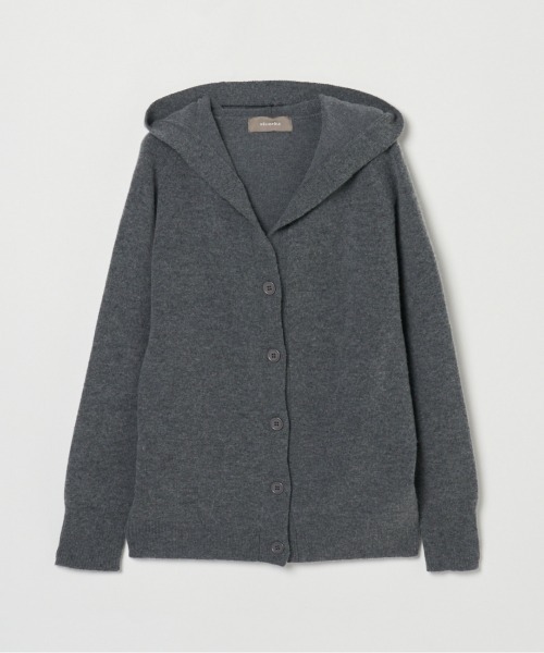 HELIOPOLE（エリオポール）の「KNIT HOODIE CARDIGAN（ニット/セーター・レディース・ダークブラウン/アイボリー/グレー・38）」の10枚目の写真