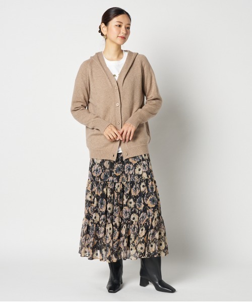 HELIOPOLE（エリオポール）の「KNIT HOODIE CARDIGAN（ニット/セーター・レディース・ダークブラウン/アイボリー/グレー・38）」の15枚目の写真