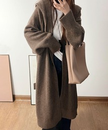 フード付きロングカーディガン