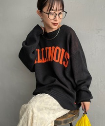 [UNIVERSAL OVERALL/ユニバーサルオーバーオール] 別注 カレッジロゴニットセーター