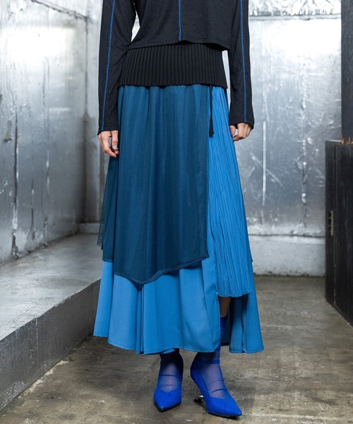 AULA AILA（アウラアイラ）の「レイヤードチュールセットスカート（スカート・レディース・グレー/ブルー/ブラック・0）」の3枚目の写真