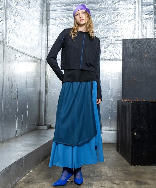 AULA AILA（アウラアイラ）の「レイヤードチュールセットスカート（スカート・レディース・グレー/ブルー/ブラック・0）」の6枚目の写真