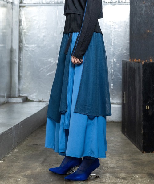 AULA AILA（アウラアイラ）の「レイヤードチュールセットスカート（スカート・レディース・グレー/ブルー/ブラック・0）」の4枚目の写真