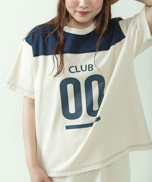 PAR ICI（パーリッシィ）の「丸胴天竺 アメリカンラバープリントTシャツ（Tシャツ/カットソー・レディース・アイボリー/ネイビー/その他・FREE）」の3枚目の写真