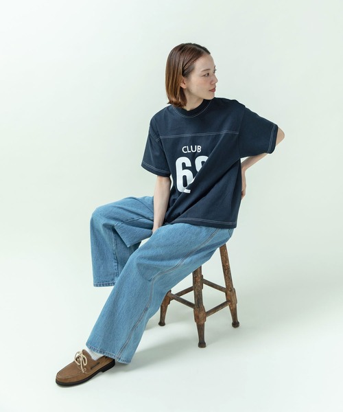 PAR ICI(パーリッシィ)の「丸胴天竺 アメリカンラバープリントTシャツ(Tシャツ/カットソー・レディース・アイボリー/ネイビー・FREE)」の4枚目の写真