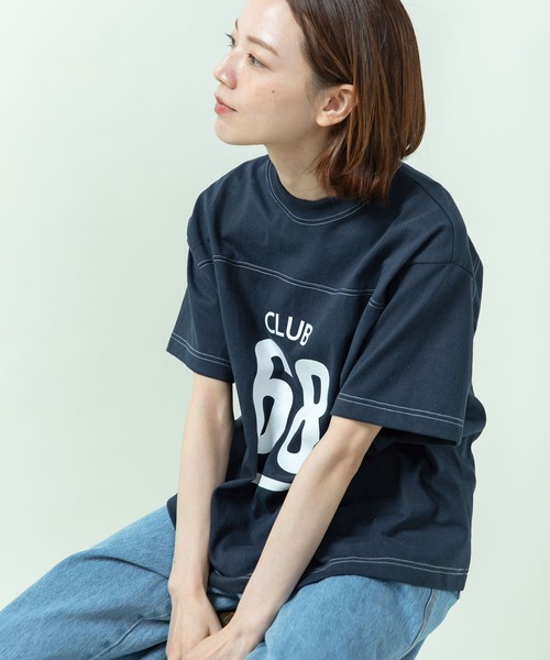 PAR ICI(パーリッシィ)の「丸胴天竺 アメリカンラバープリントTシャツ(Tシャツ/カットソー・レディース・アイボリー/ネイビー・FREE)」の3枚目の写真