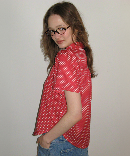 POLKA DOT SHORT SLEEVE SHIRT RED