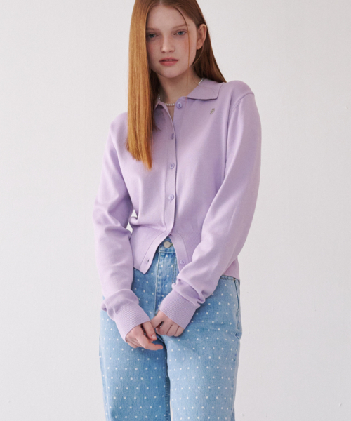 RONRON(ロンロン)の「COLLAR BASIC KNIT CARDIGAN SOFT PURPLE(カーディガン/ボレロ・レディース・その他・FREE)」の2枚目の写真