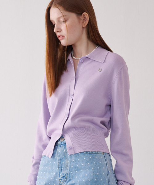 RONRON(ロンロン)の「COLLAR BASIC KNIT CARDIGAN SOFT PURPLE(カーディガン/ボレロ・レディース・その他・FREE)」の3枚目の写真