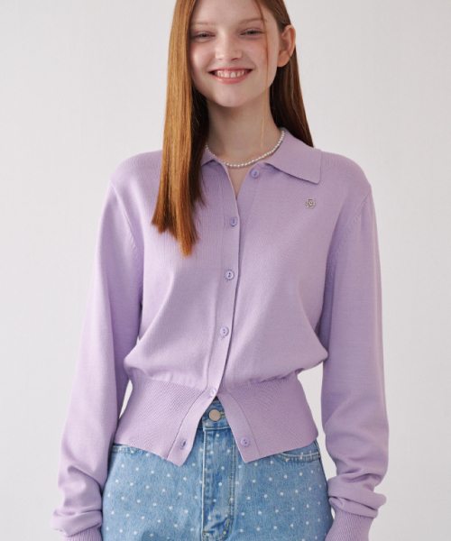 RONRON(ロンロン)の「COLLAR BASIC KNIT CARDIGAN SOFT PURPLE(カーディガン/ボレロ・レディース・その他・FREE)」の4枚目の写真
