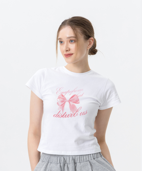 ESCAPEFROM(エスケープフロム)の「ピンクリボンイラストプリントスリムフィット半袖Tシャツホワイト(Tシャツ/カットソー・レディース・その他・FREE)」の10枚目の写真