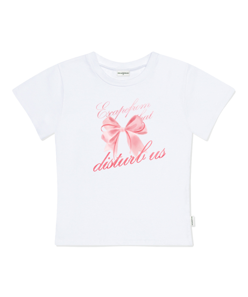 ESCAPEFROM(エスケープフロム)の「ピンクリボンイラストプリントスリムフィット半袖Tシャツホワイト(Tシャツ/カットソー・レディース・その他・FREE)」の4枚目の写真