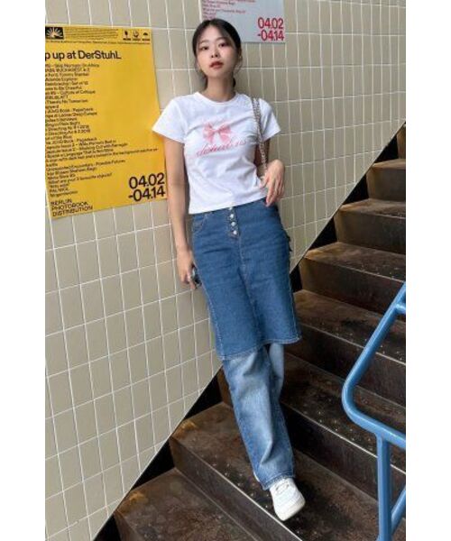 ESCAPEFROM(エスケープフロム)の「ピンクリボンイラストプリントスリムフィット半袖Tシャツホワイト(Tシャツ/カットソー・レディース・その他・FREE)」の9枚目の写真