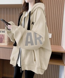 韓国風フード付きジップパーカーレディース