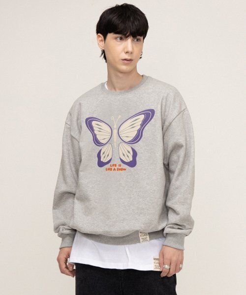 GRAVER（グレーバー）の「[UNISEX]バタフライマンツーマン_グレー（スウェット・レディース・グレー・MEDIUM/LARGE/X-LARGE）」の3枚目の写真