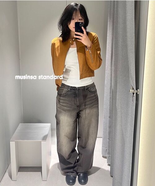 MUSINSA STANDARD（ムシンサスタンダード）の「ビッグブラシエクストラワイドデニムパンツ[ラスティブラック]（デニムパンツ・メンズ・その他・40/38/42/36/27/28/29/34/32/30/31/33/26）」の19枚目の写真