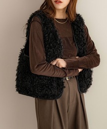 NOAHL（ノアル）の「【NOAHL】レザーパイピングファーベスト（ブルゾン）」