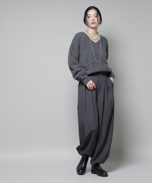 NANO universe(ナノユニバース)の「ヘリンボンツイードペインタードロストパンツ(スラックス・レディース・グレー/チャコール・S/M)」の11枚目の写真