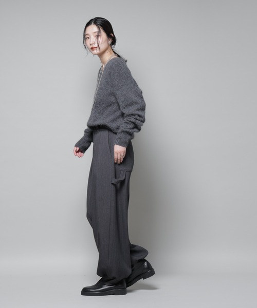 NANO universe(ナノユニバース)の「ヘリンボンツイードペインタードロストパンツ(スラックス・レディース・グレー/チャコール・S/M)」の12枚目の写真