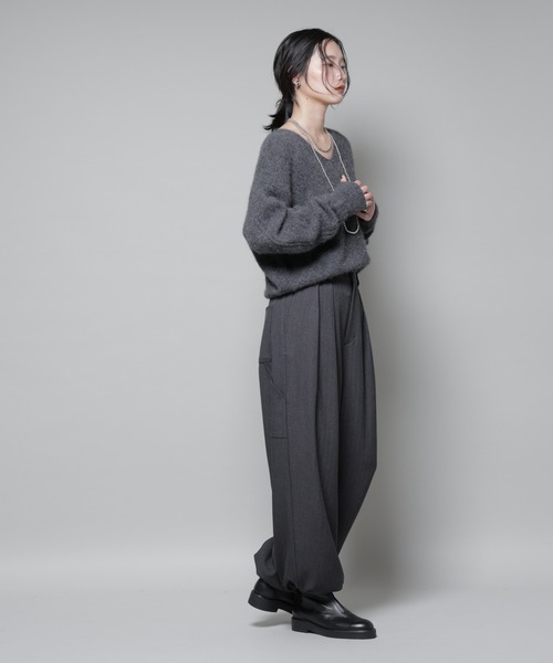 NANO universe(ナノユニバース)の「ヘリンボンツイードペインタードロストパンツ(スラックス・レディース・グレー/チャコール・S/M)」の15枚目の写真